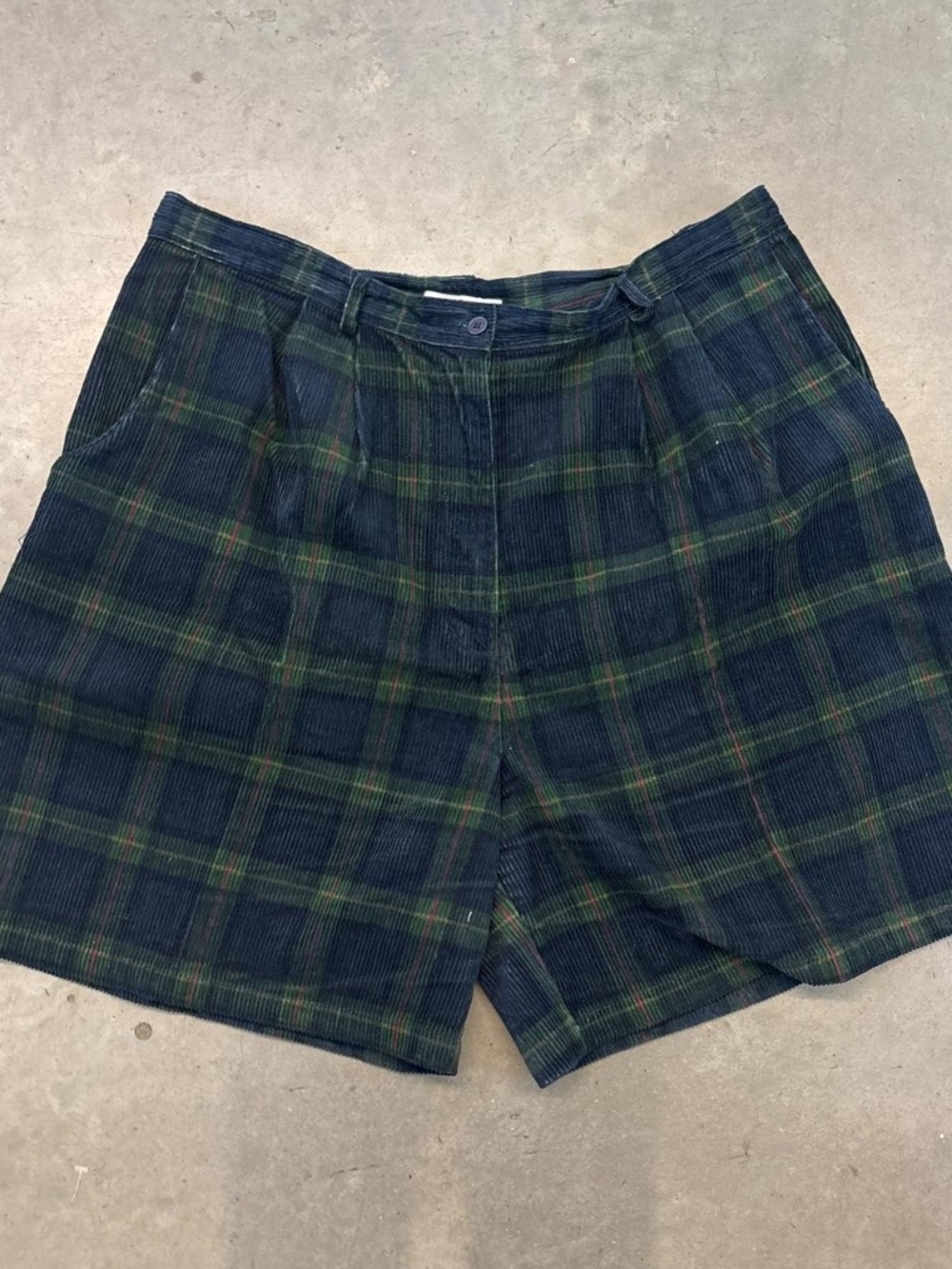 Vintage The Corduroy Pattern Short Dark Green/Navy  David Hollis  22W